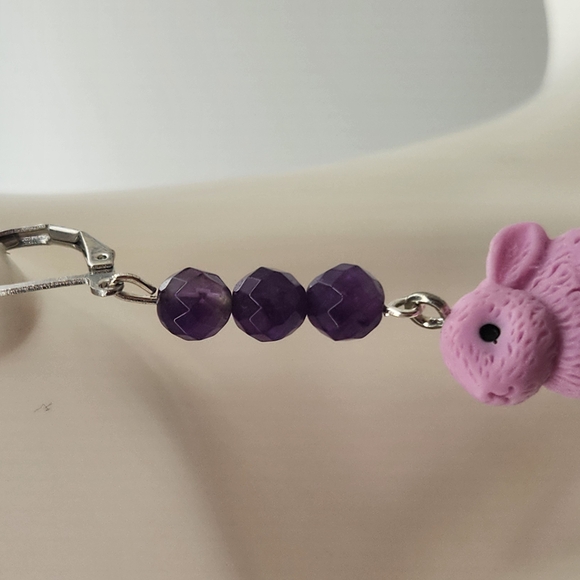 Purple Bunny Earrings - Picture 2 of 6